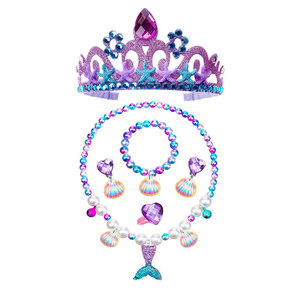 Accessoires couronne de princesse pour Halloween Collier diadème pour fille Boucles d'oreille Ensemble de bracelets Costumes de petite sirène Bijoux d'habillage - Product Image 6
