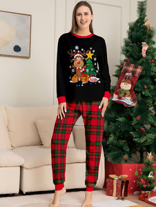 Ensemble <span class=keywords><strong>de</strong></span> Pyjamas <span class=keywords><strong>de</strong></span> Noël Familial à Carreaux Verts en Coton avec Impression Numérique, Taille Élastique et Col Tricoté pour Femmes, <span class=keywords><strong>Tenue</strong></span> d'Été pour Fête <span class=keywords><strong>de</strong></span> Noël 2 - Product Image 5