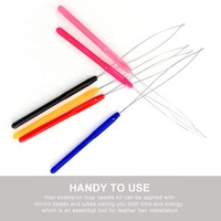 Outil professionnel durable pour la pose de perles sur les extensions capillaires, aiguille à boucle pour tirer les mèches, aiguille à enfiler pour extensions de cheveux