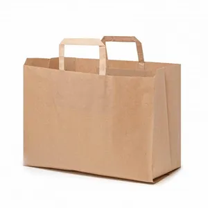 Borse shopper in carta kraft con manici piatti, merchandising sostenibile - Product Image 1