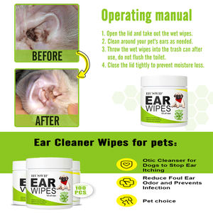 <span class=keywords><strong>Dog</strong></span> <span class=keywords><strong>Ear</strong></span> Cleaner Finger Wipes-Nettoyant otic pour chiens pour arrêter les démangeaisons des oreilles et les <span class=keywords><strong>infections</strong></span> à l'aloès et à l'eucalyptus - Product Image 4