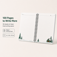 Carnet de Noël A5 de luxe en gros, 100 pages lignées, papier 80 g/m², reliure spirale double, couverture plastifiée, journal cadeau festif