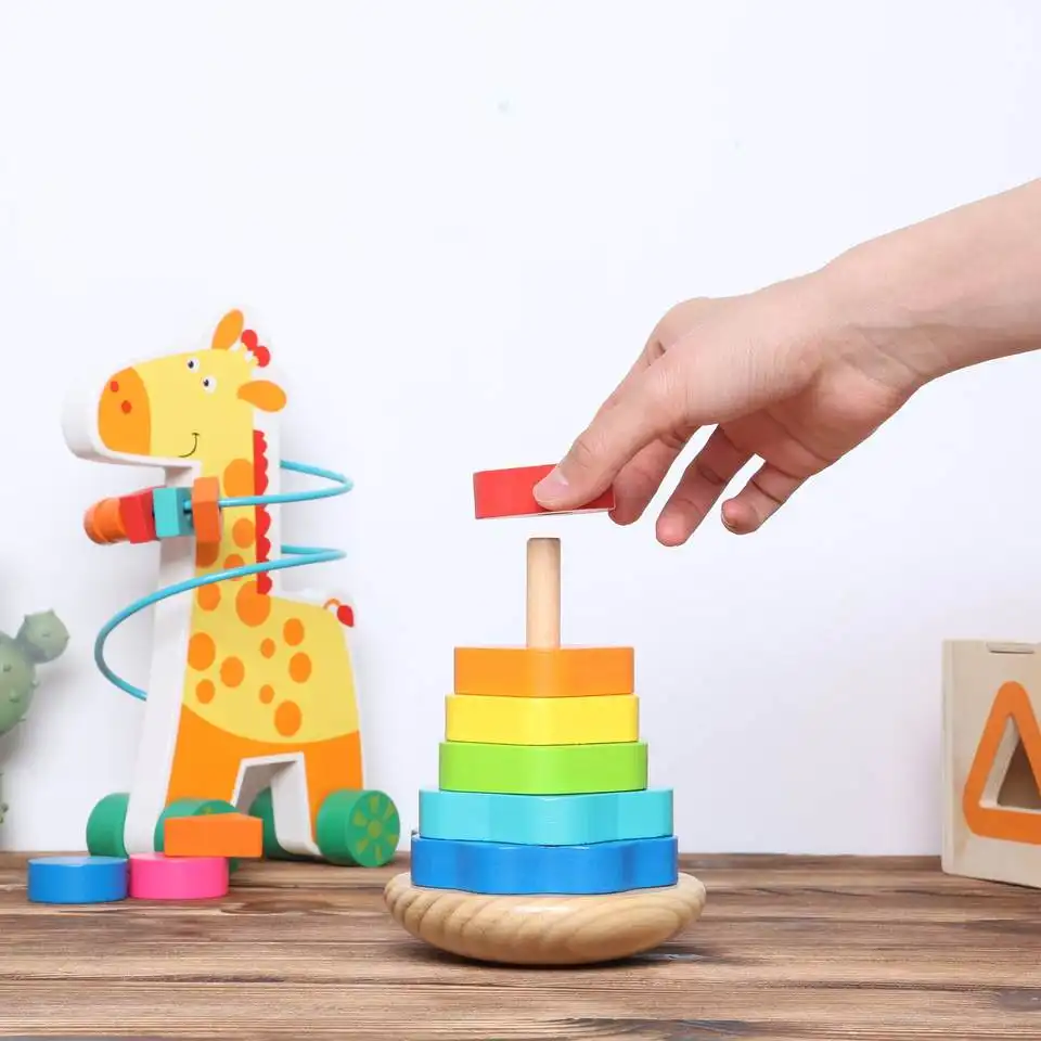Fashion Educational Toys Wooden Educational Giraffe Beads Giraffe Toy Trio