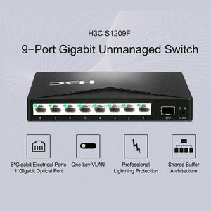 สวิตช์อีเธอร์เน็ตแบบไม่ต้องจัดการ H3C S1209F ความเร็วเต็มกิกะบิต พร้อมรองรับ SNMP QoS รองรับ VLAN แบบคลิกเดียว และ Dip Switch - Product Image 1