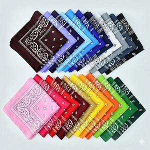 ผ้าโพกหัวโพลีเอสเตอร์ลายดอกมะม่วงหิมพานต์ผ้าโพกศีรษะสี่เหลี่ยมลายจุดขี่จักรยานกลางแจ้ง - Product Image 3