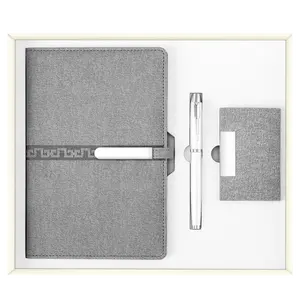 Custom Brand New Promotional Gift Sets Items Name Card Holder+A5 plain notebook+black ink metal pen gift set luxury