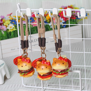 3D hamburger pendant, small bread cartoon bag, backpack keychain, car decoration, holiday gift, birthday present - Product Image 3