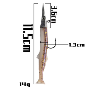 115mm 14g <span class=keywords><strong>Needlefish</strong></span> Jig Head señuelo de PVC suave aparejado cabeza de plomo anzuelo cebo para pesca de trucha lubina en ríos lagos arroyos - Product Image 3