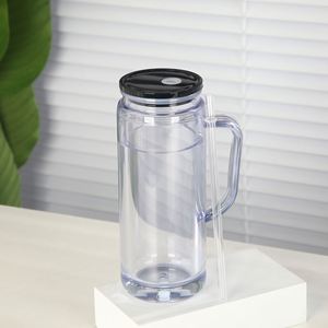 Nouveau Gobelet Tumbler Globe à Neige 16oz à Double Paroi Pré-percé en Acier Inoxydable avec Poignée, Couvercles Colorés et Paille, Portable - Product Image 3