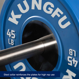 KUNGFU Professional Factory Direct Steel 45 lb Competition Bumper Plates Set with Customized Color and <strong>Barbell</strong> - Product Image 5