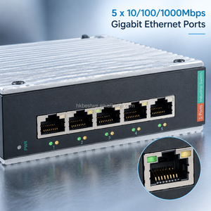 Switch Ethernet industriel non géré 5 ports Gigabit 10/100/1000 Mbps RJ45 à montage sur rail DIN IP40 en alliage d'aluminium sans ventilateur pour usine - Product Image 4