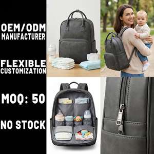 Zaino Premium <span class=keywords><strong>in</strong></span> Pelle PU Personalizzato dal Produttore, Grande Capacità, Impermeabile, Borsa per Pannolini per Mamme <span class=keywords><strong>in</strong></span> Attesa - Product Image 1