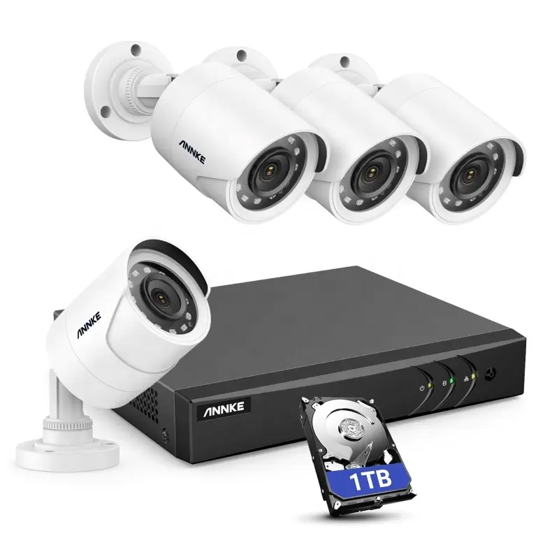 ANNKE 5MP 8 Channel DVR with 1TB HDD 1080p Wired CCTV Camera System 100ft EXIR Night Vision Surveillance Camera System
