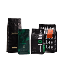 Sacs à café personnalisés imprimés avec votre marque, finition mate, 250g, 1KG, fond plat, avec valve et fermeture éclair, pour l'emballage des grains de café