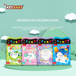 Set de Libros para Colorear de Unicornio y Sirena Keybaby para Niños, Pinturas de Acuarela No Tóxicas y Pinceles, <span class=keywords><strong>Libro</strong></span> de Dibujo con Temática de Princesas - Product Image 1