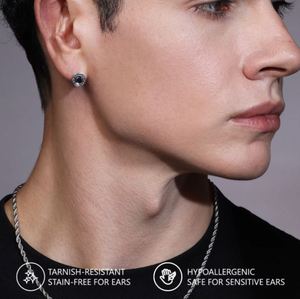 925 Sterling <b>Silver</b> <b>Stud</b> Earrings With Black Snowflake Pattern Minimalist Design Unisex Everyday Wear - Product Image 4