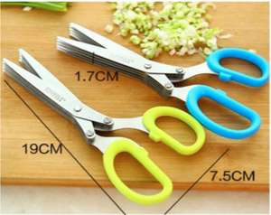 Ciseaux de cuisine H976 en gros, hachoir, ustensiles de cuisson, couteaux, coupe-légumes, ciseaux à herbes pratiques en acier inoxydable à 5 couches - Product Image 4