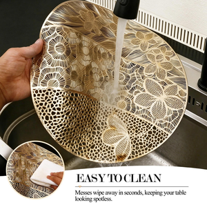 2026 European Style Wholesale Eco-Friendly Plastic Round Gold Waterproof PVC <b>Placemat</b> <b>Table</b> Mat <b>for</b> Home Kitchen Dining <b>Table</b> - Product Image 5