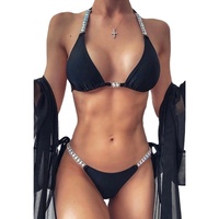 Maillot de bain sexy certifié GOTS 2022, vêtements de plage d'été, chaîne en diamant, maillot de bain pour femmes, ensemble de bikinis