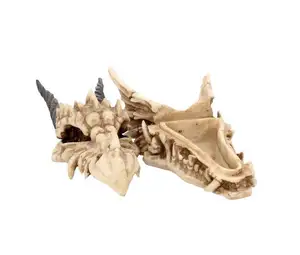 创意树脂雕塑幻想哥特式龙头骨饰物盒头骨饰物龙雕像
