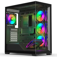 Boîtier d'ordinateur de jeu noir de taille moyenne avec panneau latéral en maille, ports USB et audio sur le devant, compatible ATX, Micro ATX, ITX, châssis de bureau
