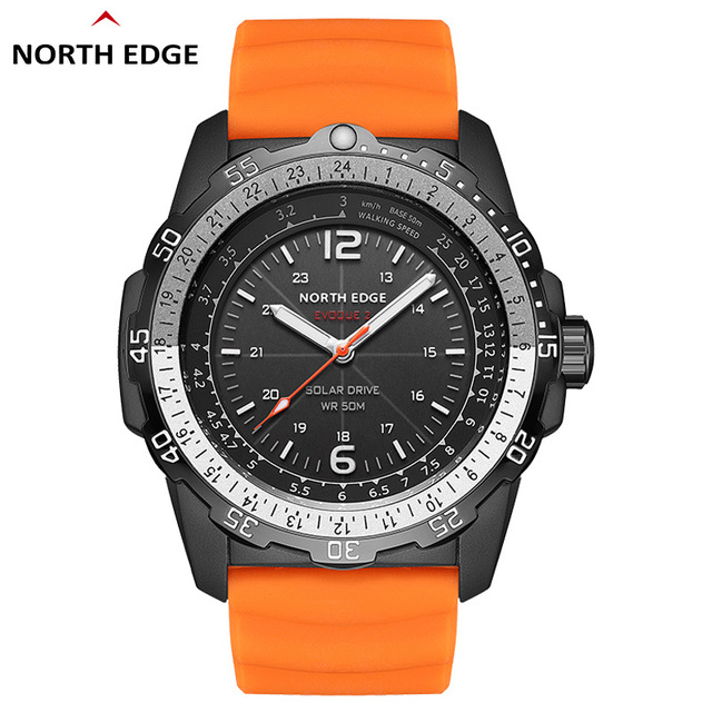 NORTH EDGE EVOQUE 2 Men Watch Waterproof 50M Men's Sport Wristwatches Solar Power Luminous Enviormentally Clock
