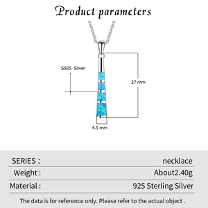 Pendientes Geométricos Modernos y Únicos con Collar de Barra Azul, Plata de Ley 925 con Baño de Rodio y Ópalo, Ideales para Uso Diario, Fiestas y Bodas - Product Image 3