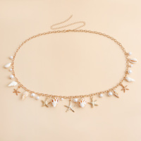 Chaîne de taille bohème d'été pour la plage, avec pendentifs coquillages, étoiles de mer, conques et fausses perles, chaîne de corps pour femme, bijoux de plage pour les vacances, vente en gros