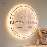 Enseigne Murale Ronde en Acrylique Rétroéclairée, Lettres 3D Dorées, Logo LED, Plaque Transparente en Cristal, pour Salon de Beauté, Intérieur, Entreprise