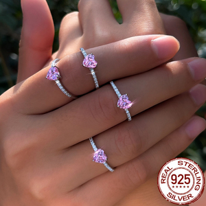 <span class=keywords><strong>Bague</strong></span> en argent sterling 925 véritable avec zircon blanc et zircon rose en forme <span class=keywords><strong>de</strong></span> cœur, <span class=keywords><strong>bague</strong></span> <span class=keywords><strong>de</strong></span> fiançailles pour femme et fille, idéale pour les fêtes, avec placage rhodium - Product Image 3