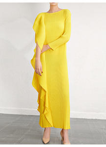 Robe de soirée plissée PY pour femme, texturée, décontractée, à nouer à la taille, à une manche, robe longue de fête, vente en gros, vêtements d'été pour femme - Product Image 5