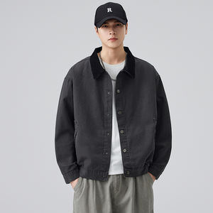 Vêtement de travail pour homme sur mesure OEM, veste en toile, col contrasté, bouton pression, chemise utilitaire, streetwear, vêtements d'extérieur, fabricant - Product Image 2
