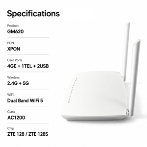 GM620 FTTH IP TCP 1GE+3FE+1TEL+2USB Dual Band WiFi 5 AC1200 XPON ONU ONT <b>Router</b> - Product Image 3