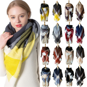 Écharpe d'hiver pour femmes, écharpes en cachemire chaudes à carreaux, châles <span class=keywords><strong>et</strong></span> enveloppes, bandana pour le cou, foulard, pashmina - Product Image 2