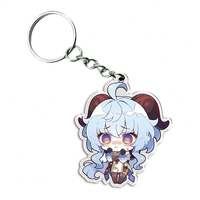 Porte-clés en acrylique personnalisé avec pendentif charmante fille anime fantastique, bord transparent, chaîne à anneaux fendus, pour collection de fans et cadeaux