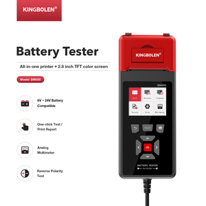 Kingbolen BM800 6-24V Probador de Baterías Universal para Coche y Motocicleta, Analizador de Voltaje y Cargador con USB y Android, Color Rojo - Product Image 1