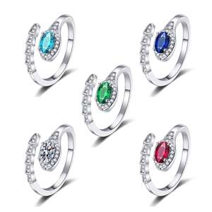 Fashion Jewelry <b>Adjustable</b> White Blue Cz Zircon Opening <b>Ring</b> <b>Silver</b> Plated Snake Shape <b>Ring</b> for Women - Product Image 1