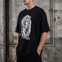 T-shirt col rond vintage 100 % coton personnalisé pour homme, style rétro urbain, impression DTG directe sur tissu, couleur unie, grammage lourd
