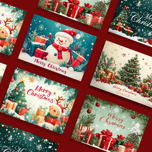 Tarjetas <span class=keywords><strong>de</strong></span> Felicitación Navideñas Impresas Personalizadas al por Mayor, con Diseños Florales para Exhibición en Paredes y para Inserción en Sobres <span class=keywords><strong>de</strong></span> Regalo - Product Image 1