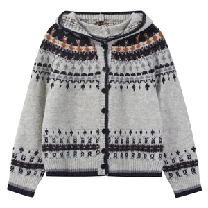 Women's Jacquard Hooded <b>Cardigan</b> Winter Knitted Coat Loose Fit Vintage Ethnic Style Anti-Pilling Feature - Product Image 3