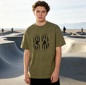 เสื้อยืดฮิปฮอปวินเทจสไตล์สโตนวอชสำหรับผู้ชาย เสื้อยืดโอเวอร์ไซส์แขนสั้นแบบย้อมสีเอซิด  สามารถสั่งทำได้ - Product Image 1