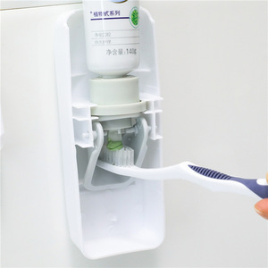 Automatic Toothpaste Dispenser And Toothbrush Holder Set Rectangle Plastic Suction Cup Mount White C10YQ Bathroom Sets - Product Image 4