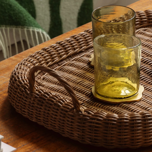 Bandejas para servir de ratán, cesta tejida Rectangular gruesa hecha a mano con asas, bandeja de ratán Natural para comida, té, café, decorativa - Product Image 2