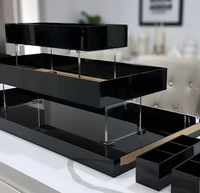 Gaojian Présentoir Carré de Buffet à 3 Niveaux en Acrylique, Tours Réhausseurs pour Aliments, pour Mariage, Fête, Traiteur, Décoratif, Emballage Carton Nid d'Abeille