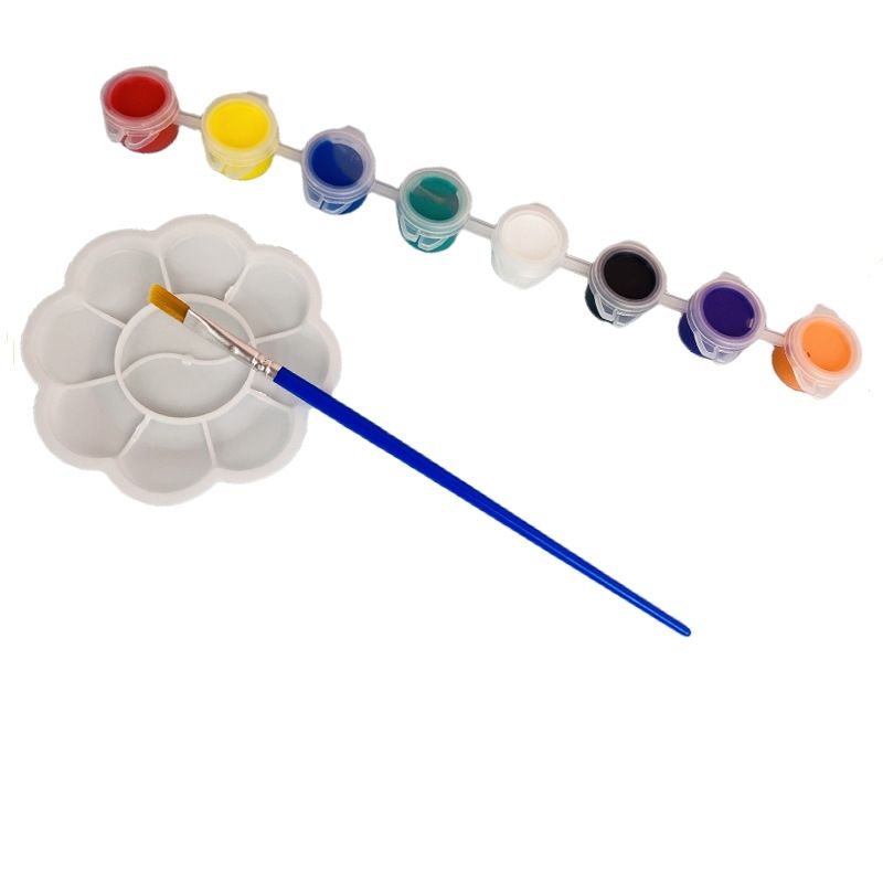 8 couleurs (3ml) + 1 pinceaux + palette