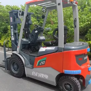 Model baru empat roda besar truk mengangkat hingga 3m 2 ton penuh listrik forklift