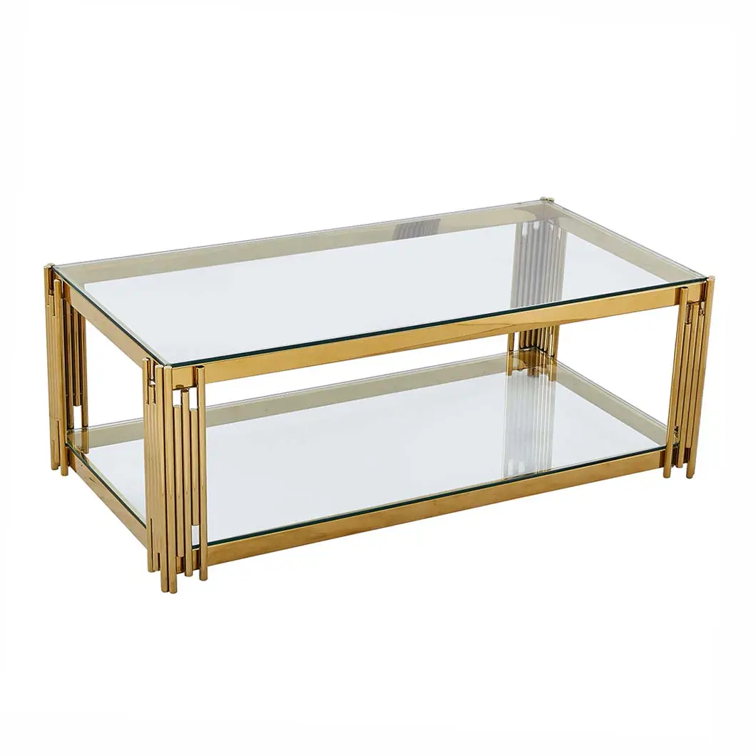 Gold nordischen modernen Luxus Metall beine Kaffee Beistell tisch Wohnzimmer Möbel Rechteck gehärteten Glas Couch tisch