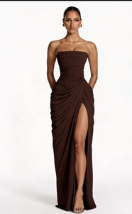 OUDINA Nuevas Llegadas 2026 Vestido Largo <span class=keywords><strong>Elegante</strong></span> y Sexy sin Tirantes con Abertura Alta Estilo Francés - Product Image 5