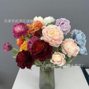 Jinxi 3 Head Round Peony And Lotus <b>Artificial</b> <b>Flowers</b> 62cm Silk Wedding Decor Home Furnishing Photography Props - Product Image 1