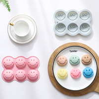 Moule à gâteau en silicone antiadhésif à 6 cavités en forme de visage souriant, réutilisable de qualité alimentaire, mignon, magnétique, pour chocolat, bonbons et glaçons DIY